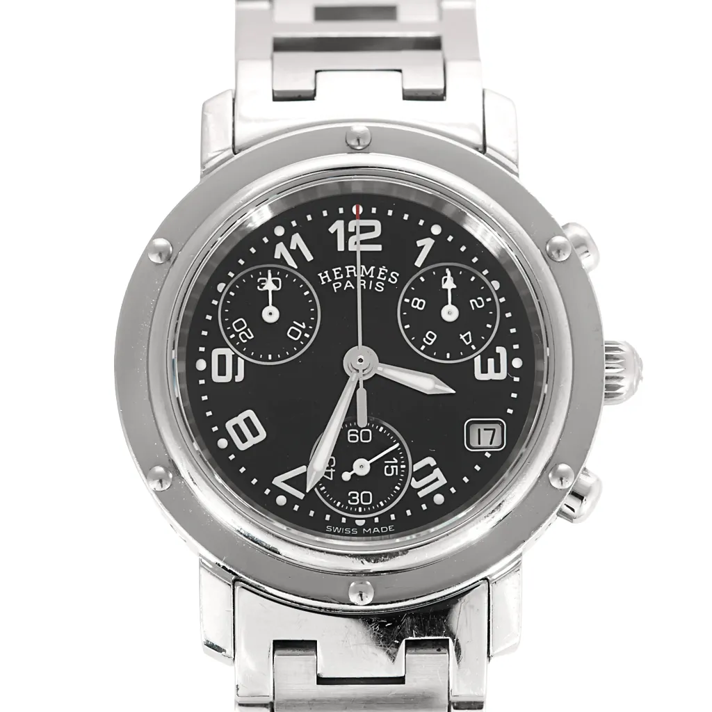 Hermès - Clipper Chrono - Montre en acier à boitier rond et à mouvement quartz sold by 58 Facettes