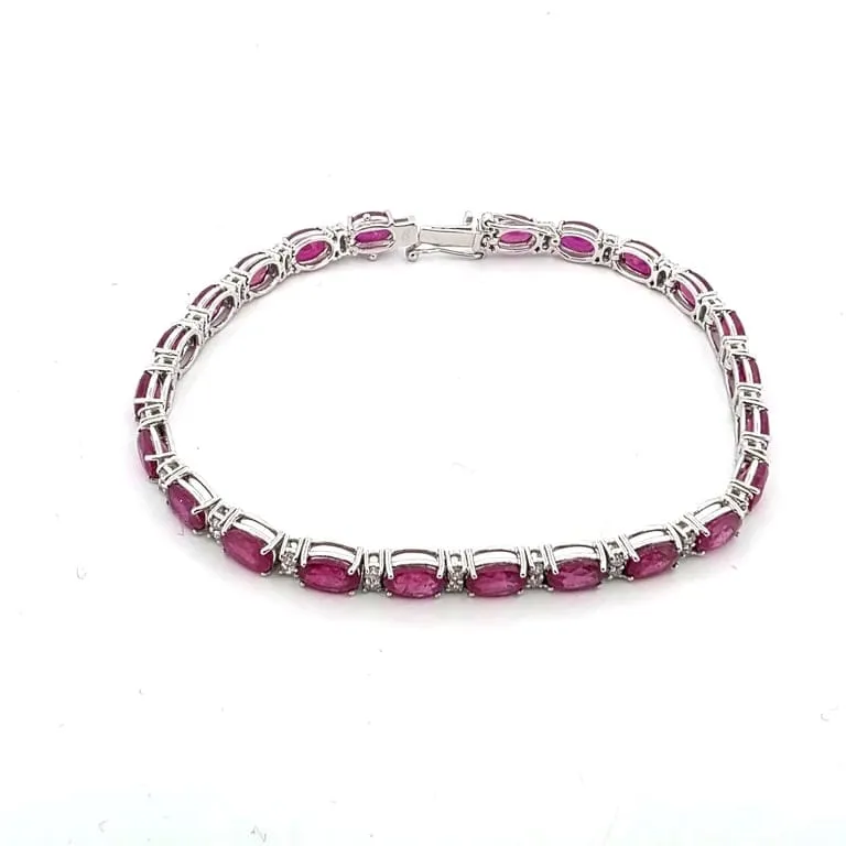 Bracelet en or blanc 18 ct avec rubis et diamants sold by 58 Facettes product image thumbnail 5