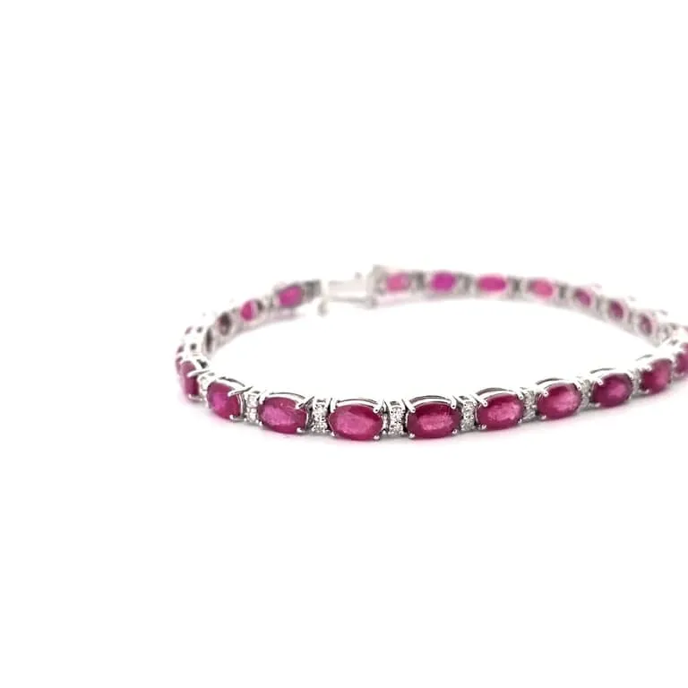 Bracelet en or blanc 18 ct avec rubis et diamants sold by 58 Facettes product image thumbnail 2