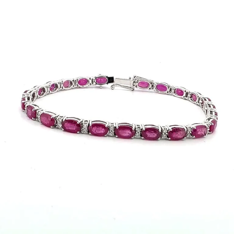 Bracelet en or blanc 18 ct avec rubis et diamants sold by 58 Facettes product image thumbnail 3