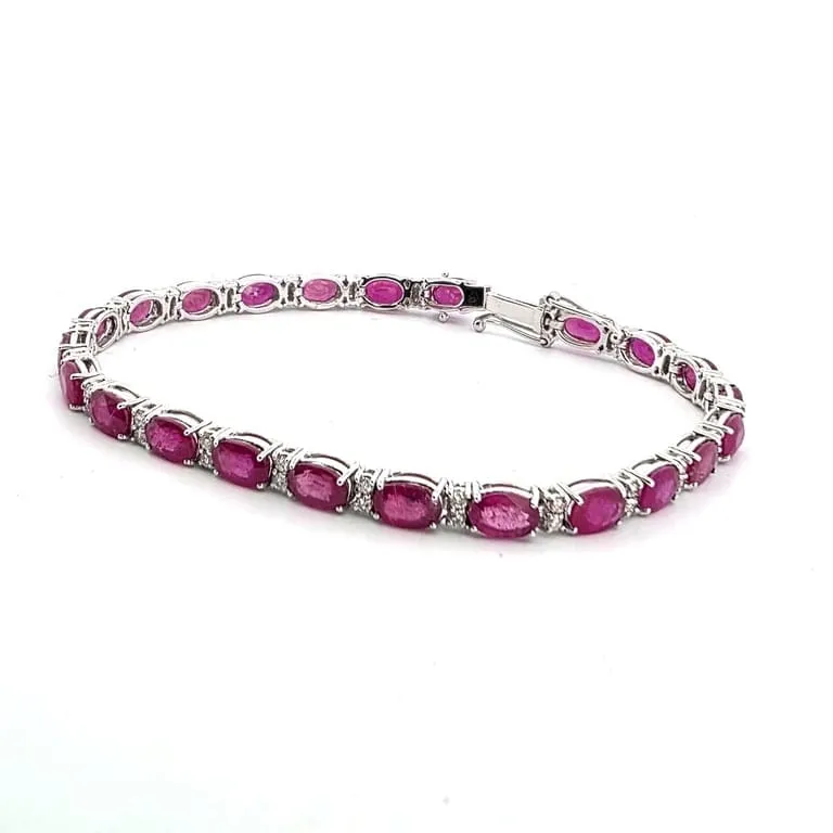 Bracelet en or blanc 18 ct avec rubis et diamants sold by 58 Facettes