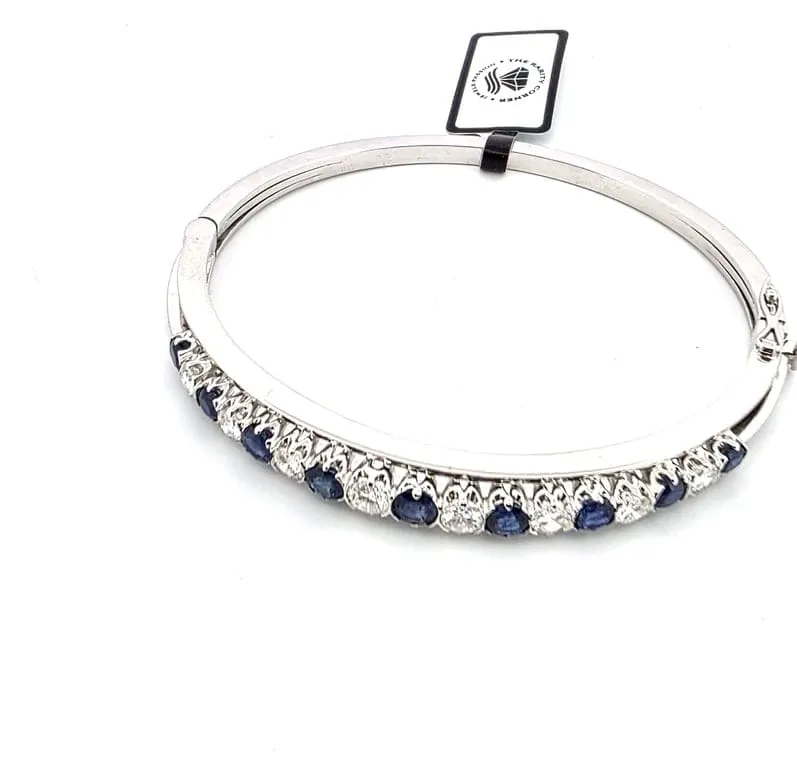 Bracelet jonc en or blanc 18 ct avec saphirs et diamants sold by 58 Facettes product image thumbnail 4