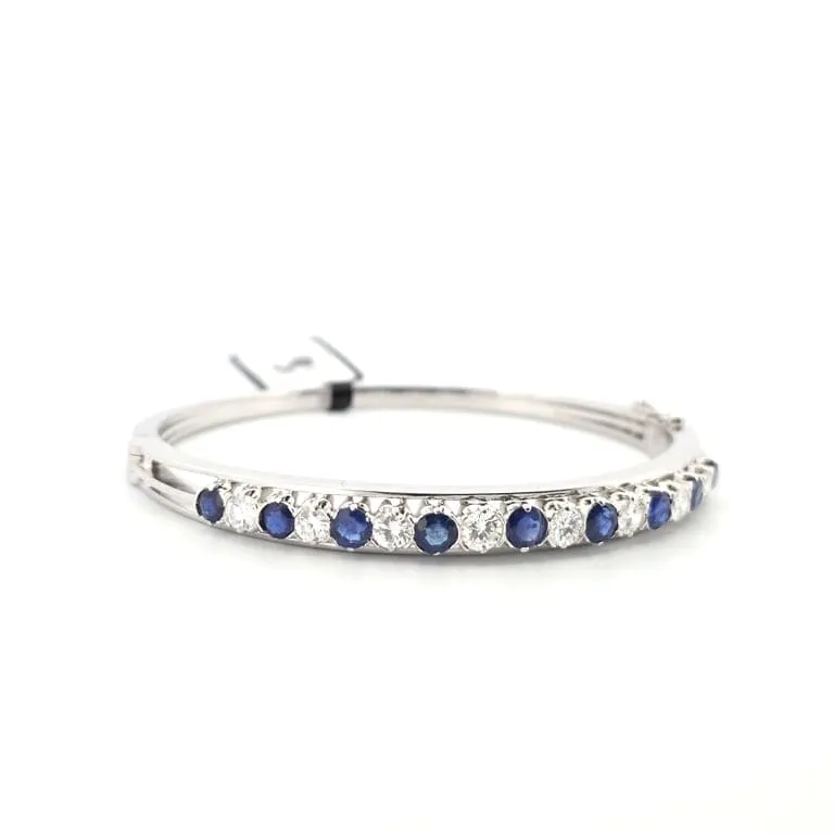 Bracelet jonc en or blanc 18 ct avec saphirs et diamants sold by 58 Facettes product image thumbnail 5