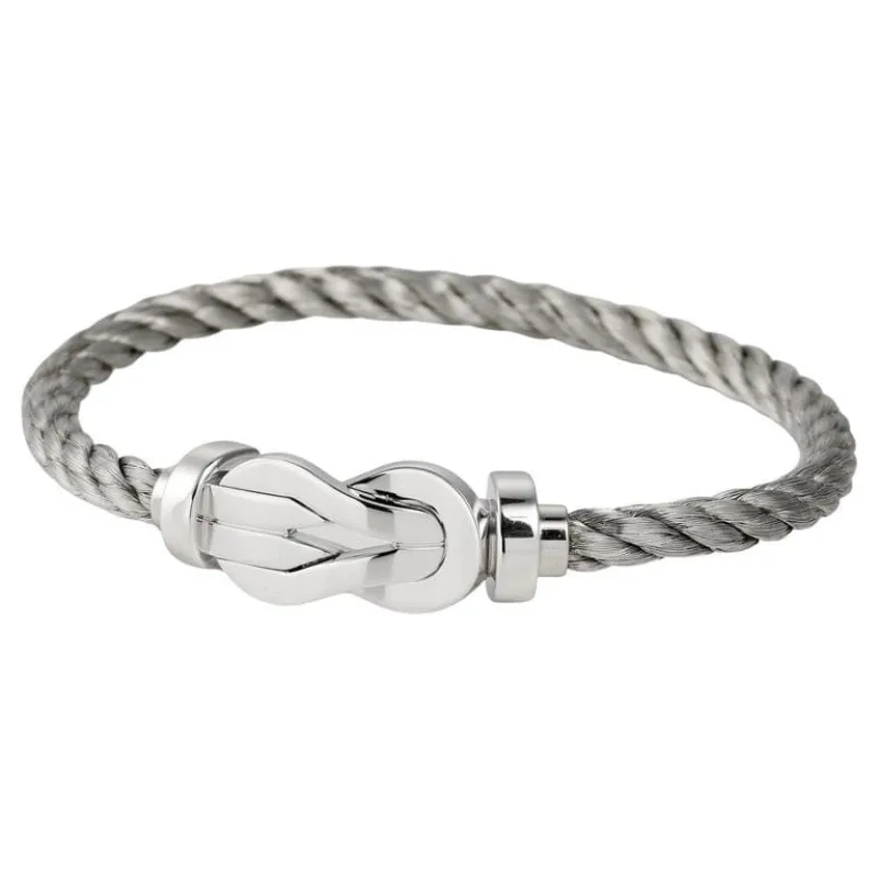 FRED Chance Infinie - Bracelet grand modèle en or blanc 18k et acier made by 58 Facettes