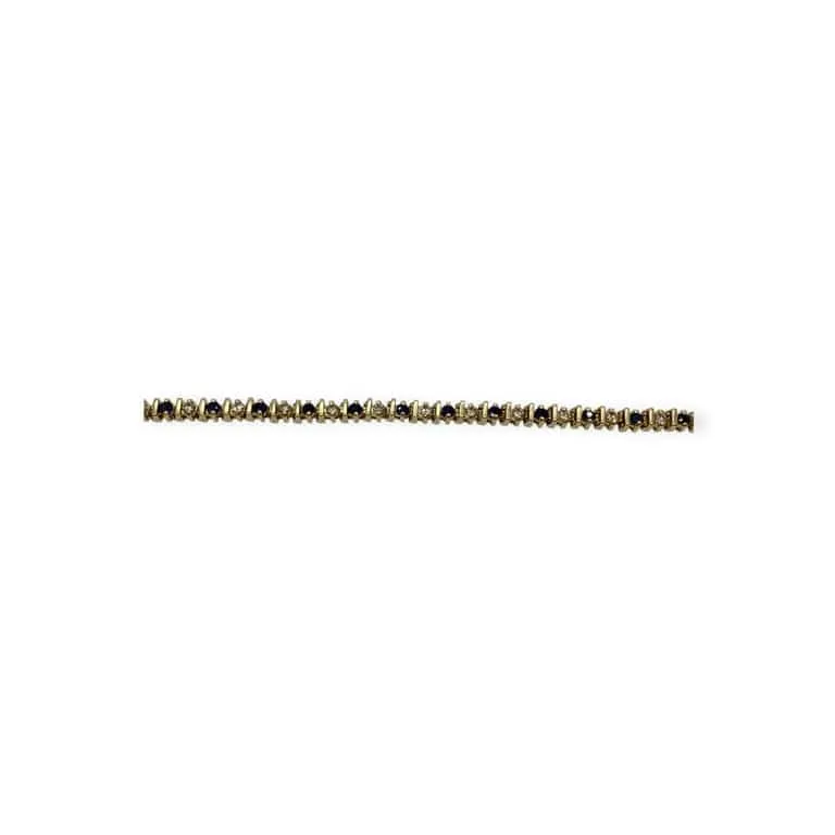 Bracelet ligne en or jaune 14K serti de saphirs et diamants sold by 58 Facettes product image thumbnail 4