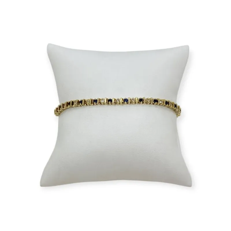 Bracelet ligne en or jaune 14K serti de saphirs et diamants made by 58 Facettes