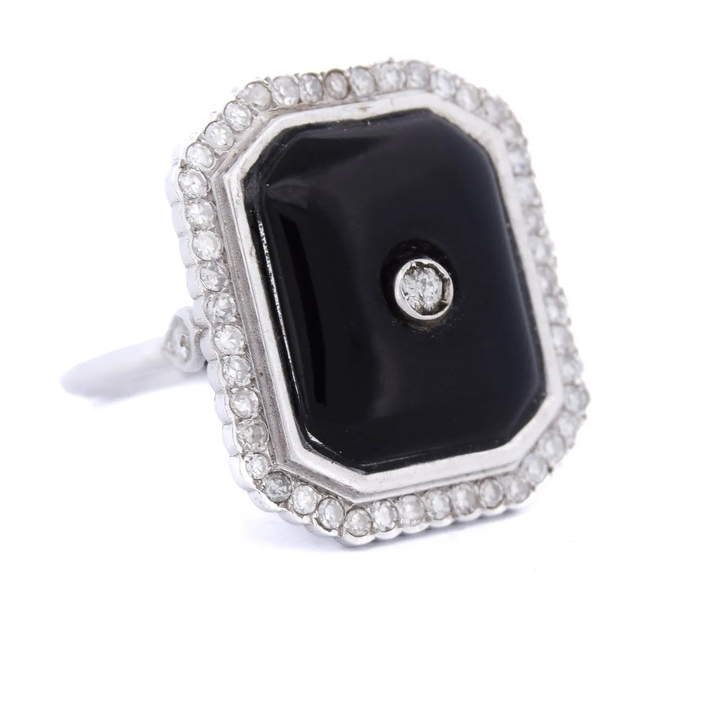 Bague Art déco en or blanc 18 ct avec onyx et diamants sold by 58 Facettes product image thumbnail 3