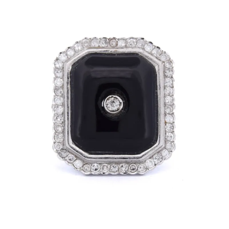 Bague Art déco en or blanc 18 ct avec onyx et diamants made by 58 Facettes