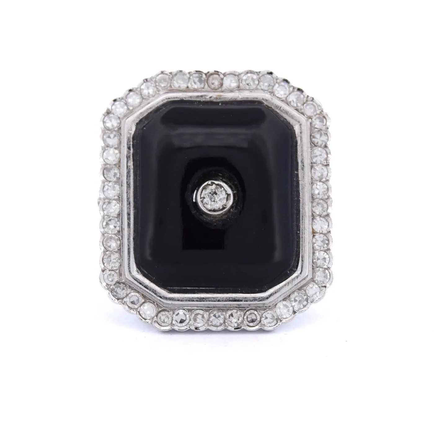 Bague Art déco en or blanc 18 ct avec onyx et diamants sold by 58 Facettes