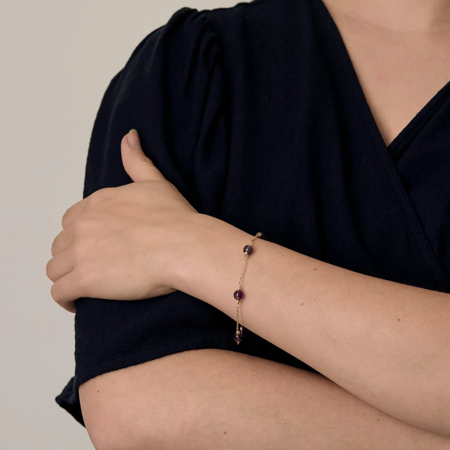 Bracelet en or jaune et perles d'améthyste sold by 58 Facettes product image thumbnail 2