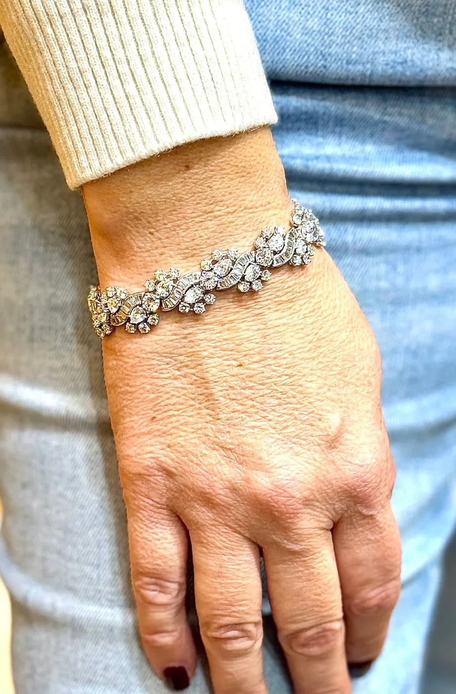 Bracelet en or blanc 18 carats et platine serti de diamants naturels sold by 58 Facettes product image thumbnail 3