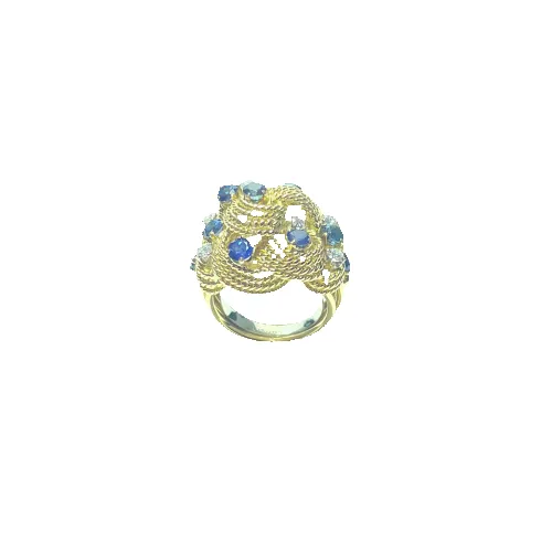 Bague vintage en or jaune 18 carats avec saphirs et diamants sold by 58 Facettes