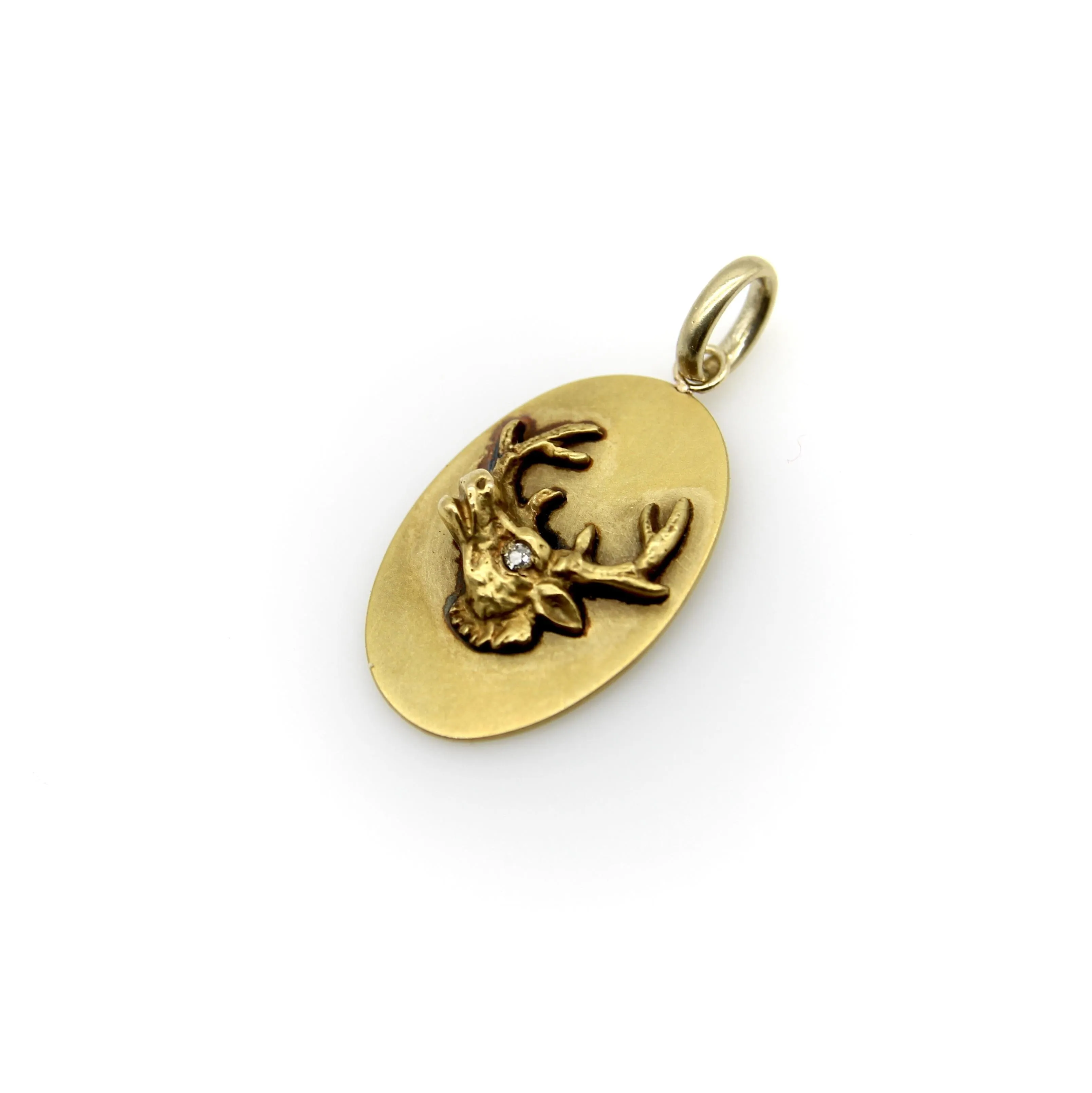 Pendentif médaillon victorien tête d’élan en or 10K et diamant sold by 58 Facettes product image thumbnail 4