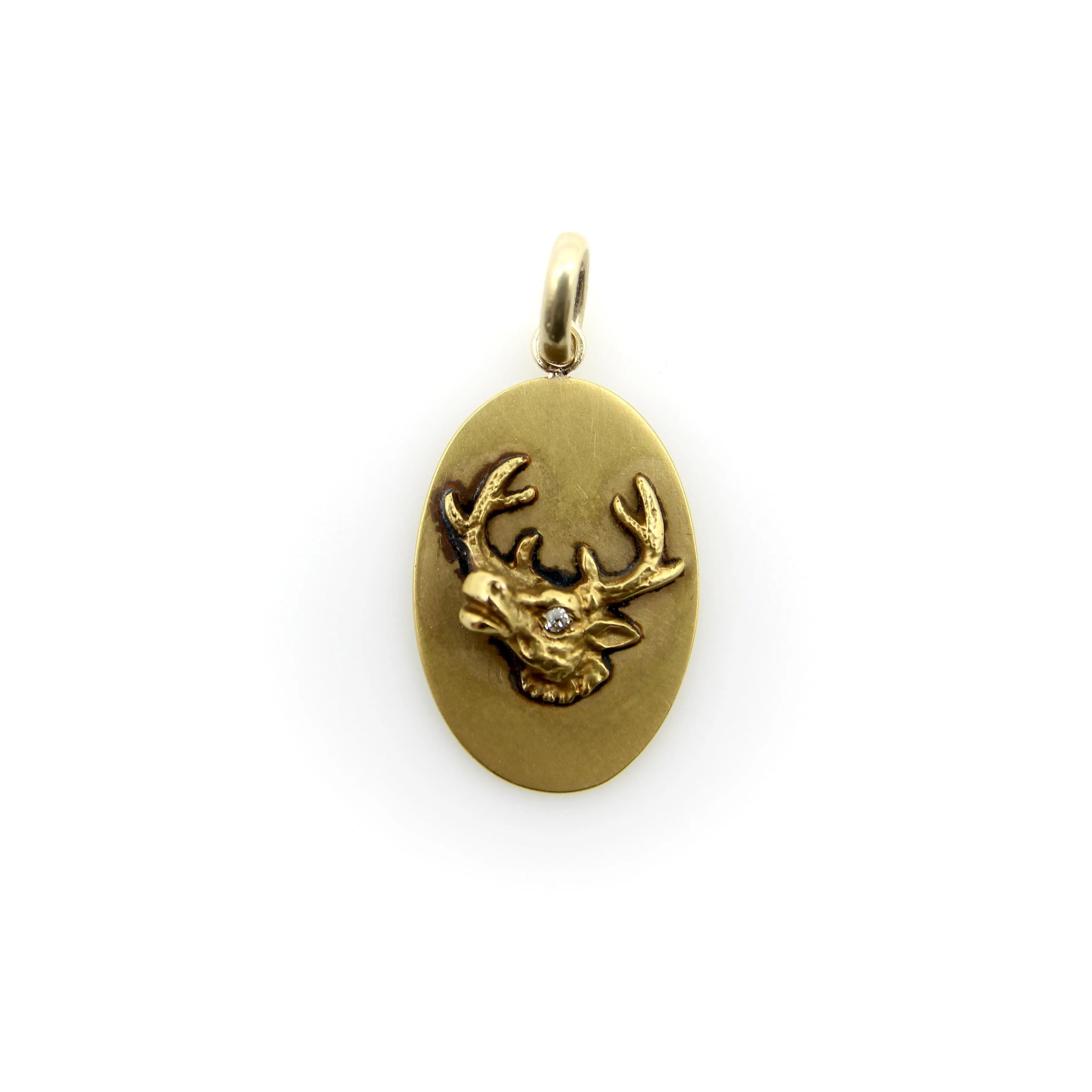 Pendentif médaillon victorien tête d’élan en or 10K et diamant sold by 58 Facettes