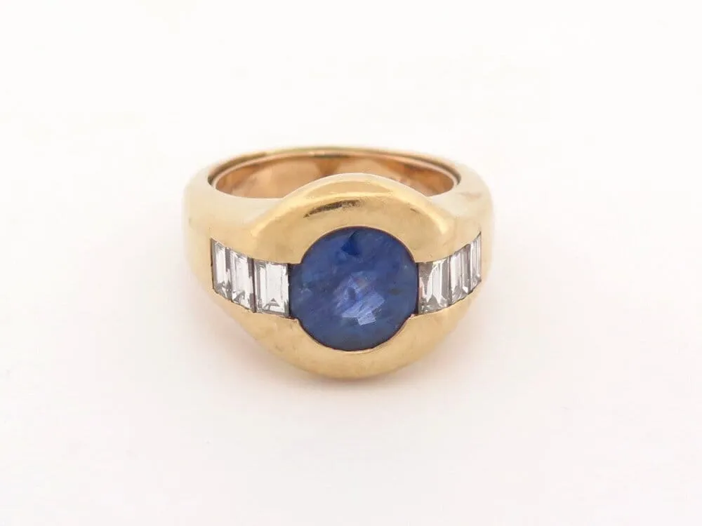 Poiray - Bague en or jaune 18k avec saphir et diamants baguette, T57 sold by 58 Facettes product image thumbnail 3