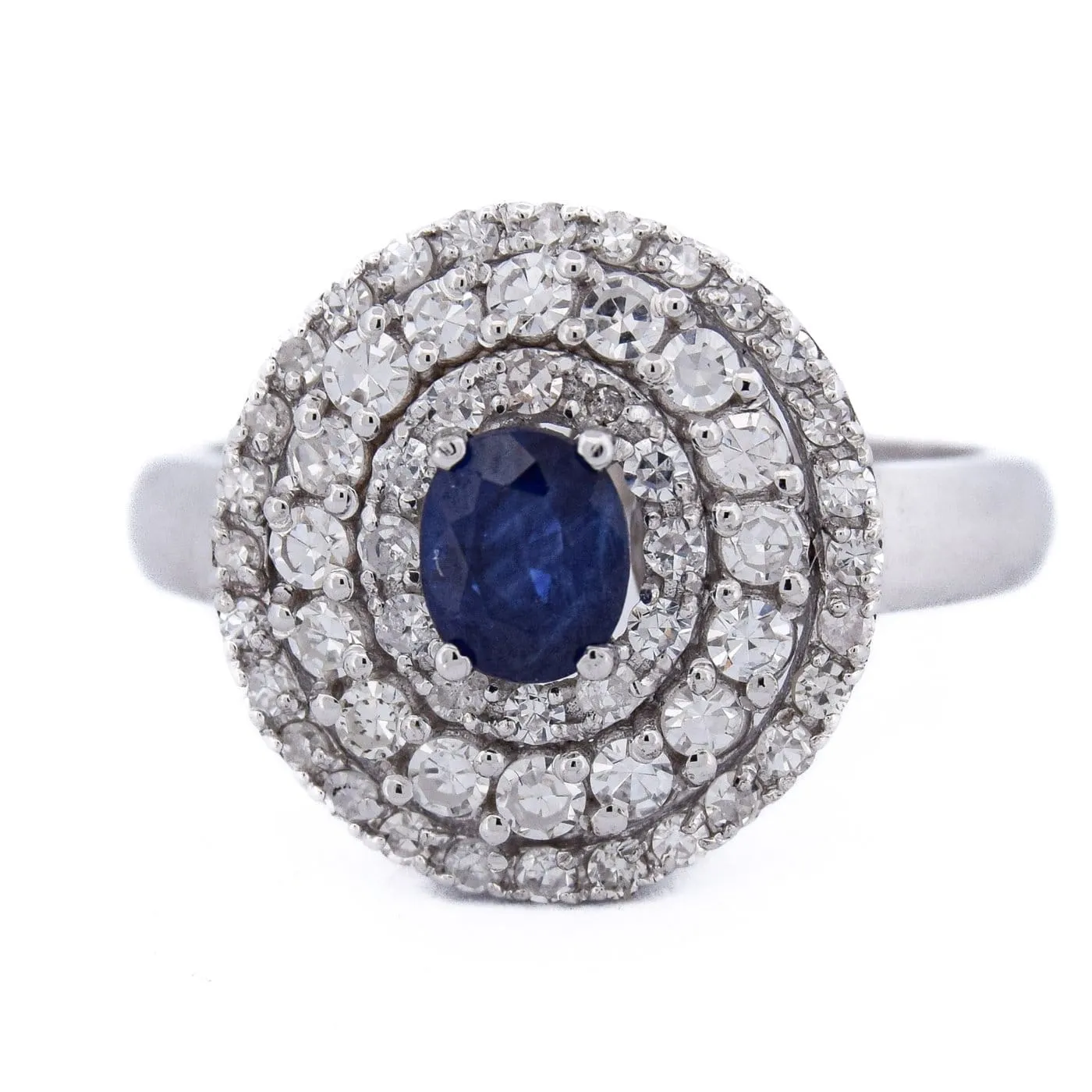 Bague - Or blanc 18 ct avec saphir et diamants sold by 58 Facettes