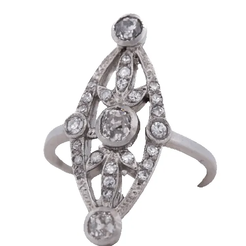 Bague Art déco en platine 950 avec diamants taille ancienne sold by 58 Facettes
