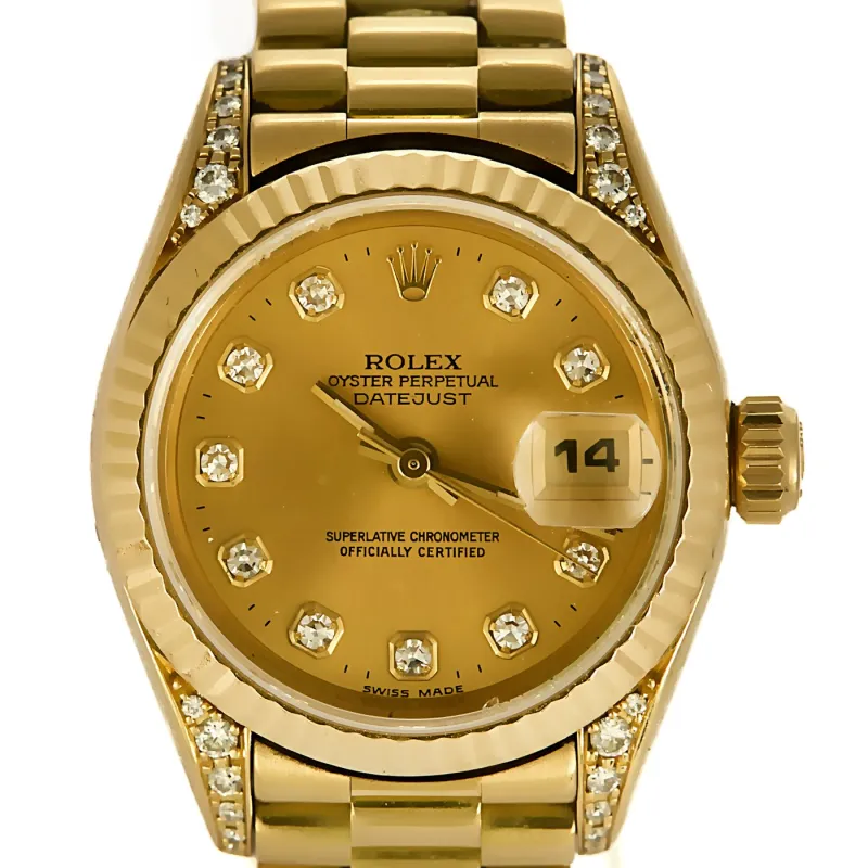 ROLEX - Lady Datejust - Iconique et rare montre de dame en or jaune à boitier rond et à mouvement automatique made by 58 Facettes