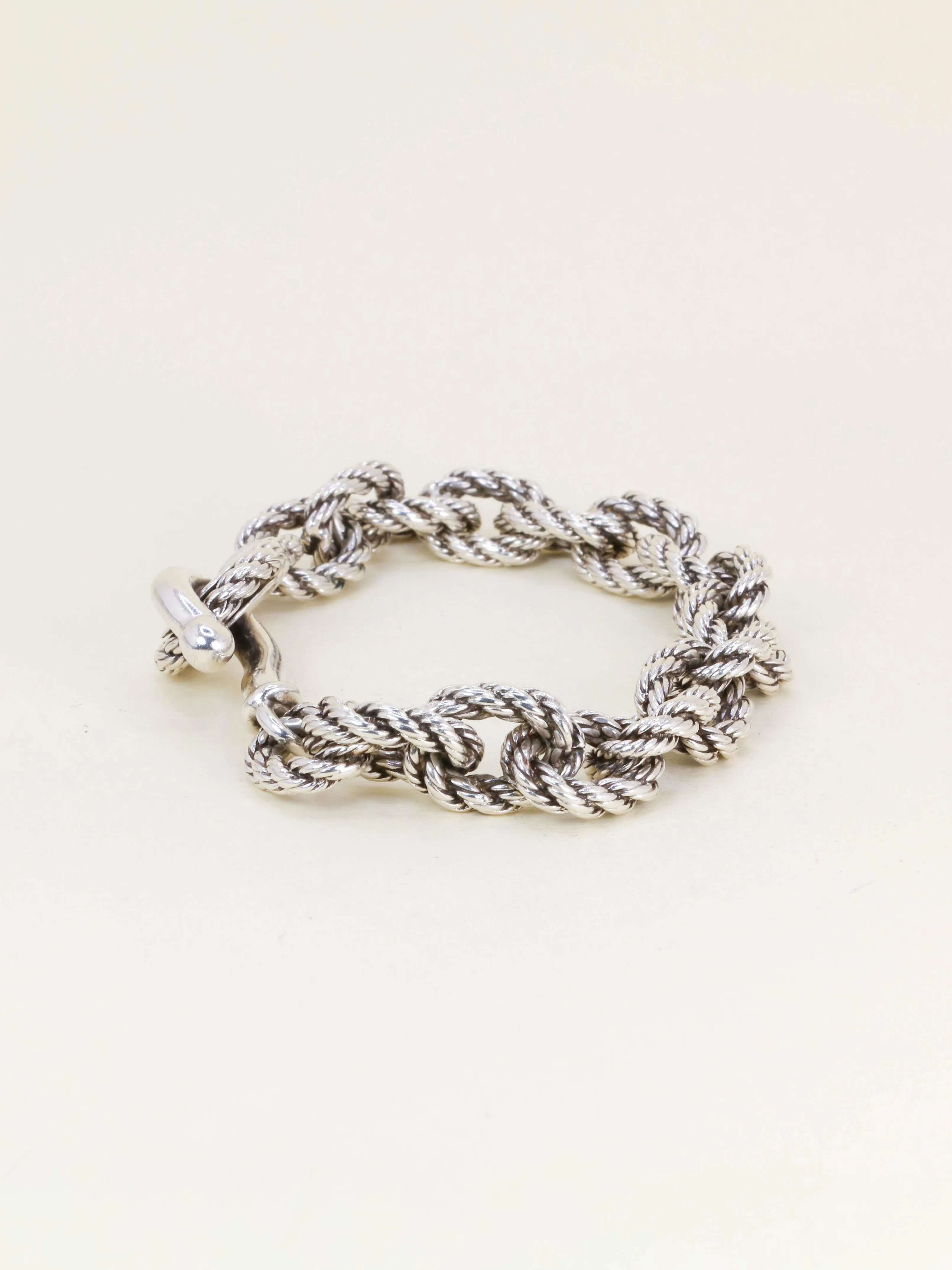 HERMES (Attribué à) Bracelet quadrille corde tressé argent sold by 58 Facettes product image thumbnail 3