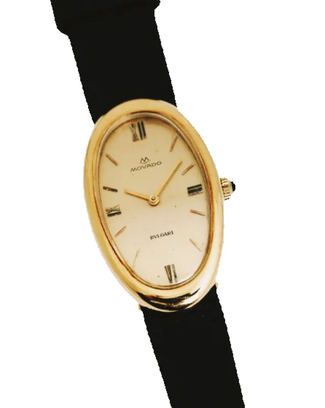 Movado pour Bulgari - Montre « Baignoire allongée » en or jaune 18K, double signature made by 58 Facettes