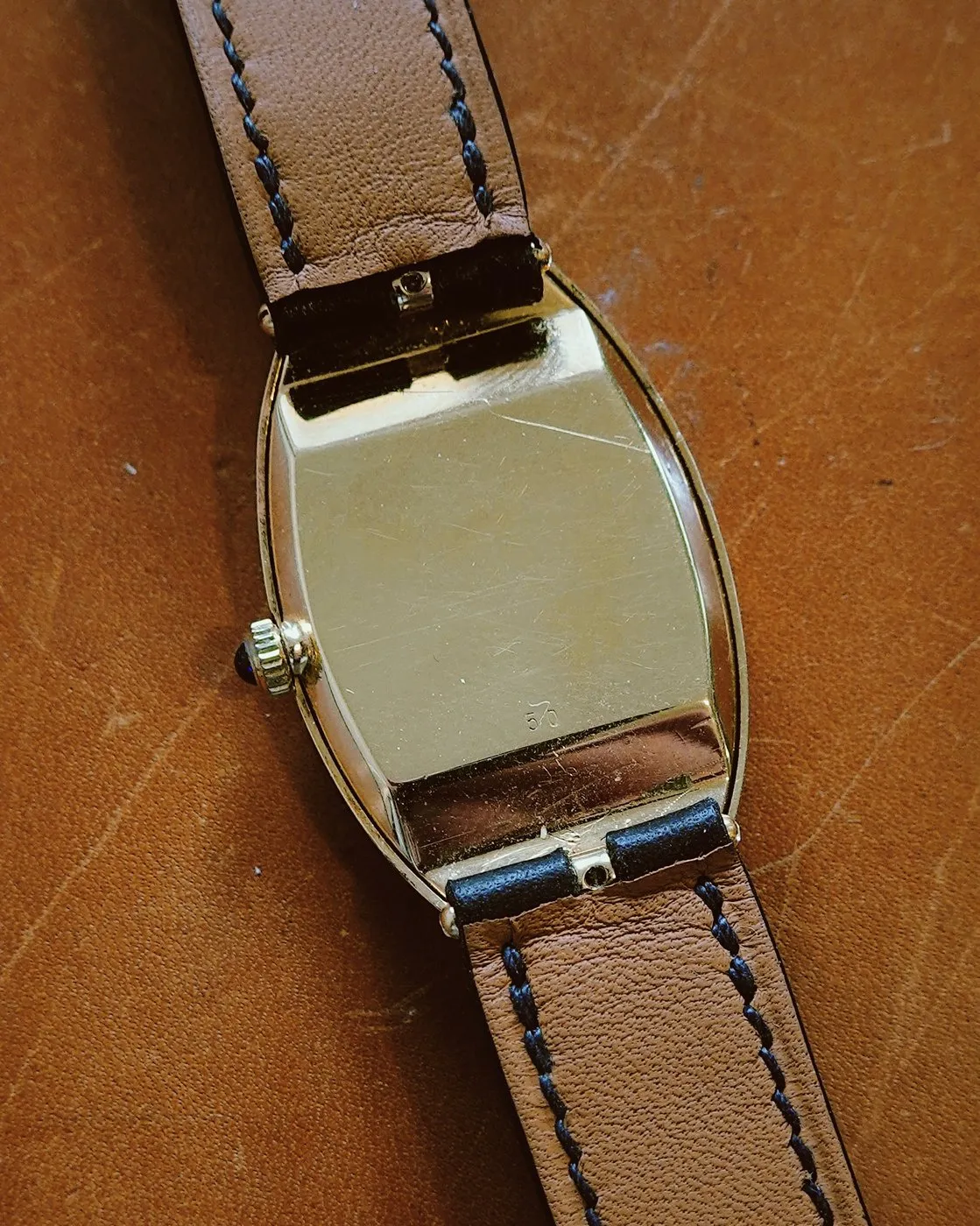 Movado pour Bulgari - Montre « Baignoire allongée » en or jaune 18K, double signature sold by 58 Facettes product image thumbnail 5