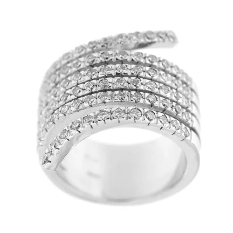 Bague bandeau en or blanc 18 ct et diamants made by 58 Facettes