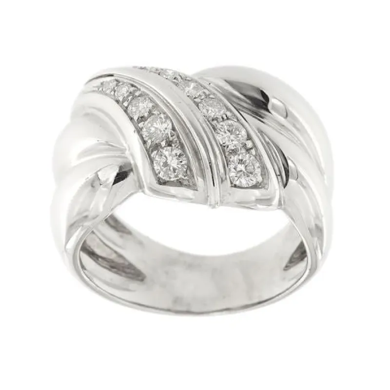 Bague bandeau nœud en or blanc 18 ct et diamants made by 58 Facettes