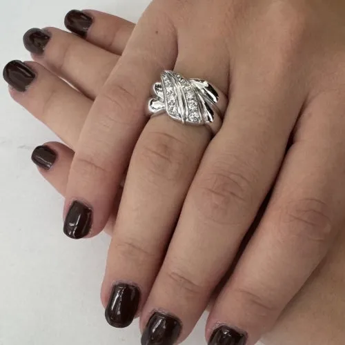 Bague bandeau nœud en or blanc 18 ct et diamants sold by 58 Facettes product image thumbnail 2