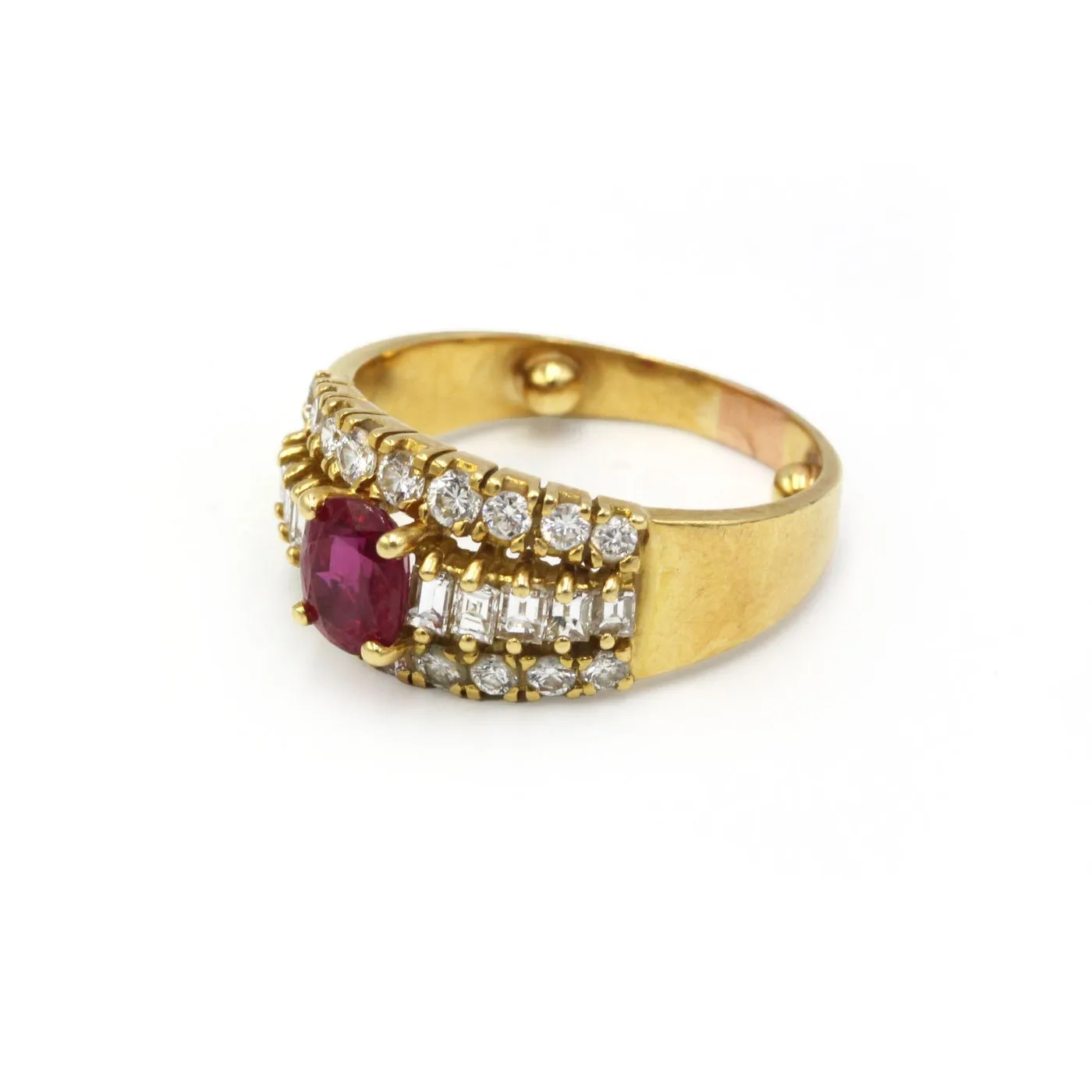 Bague bandeau en or jaune sertie de rubis et diamants sold by 58 Facettes product image thumbnail 2