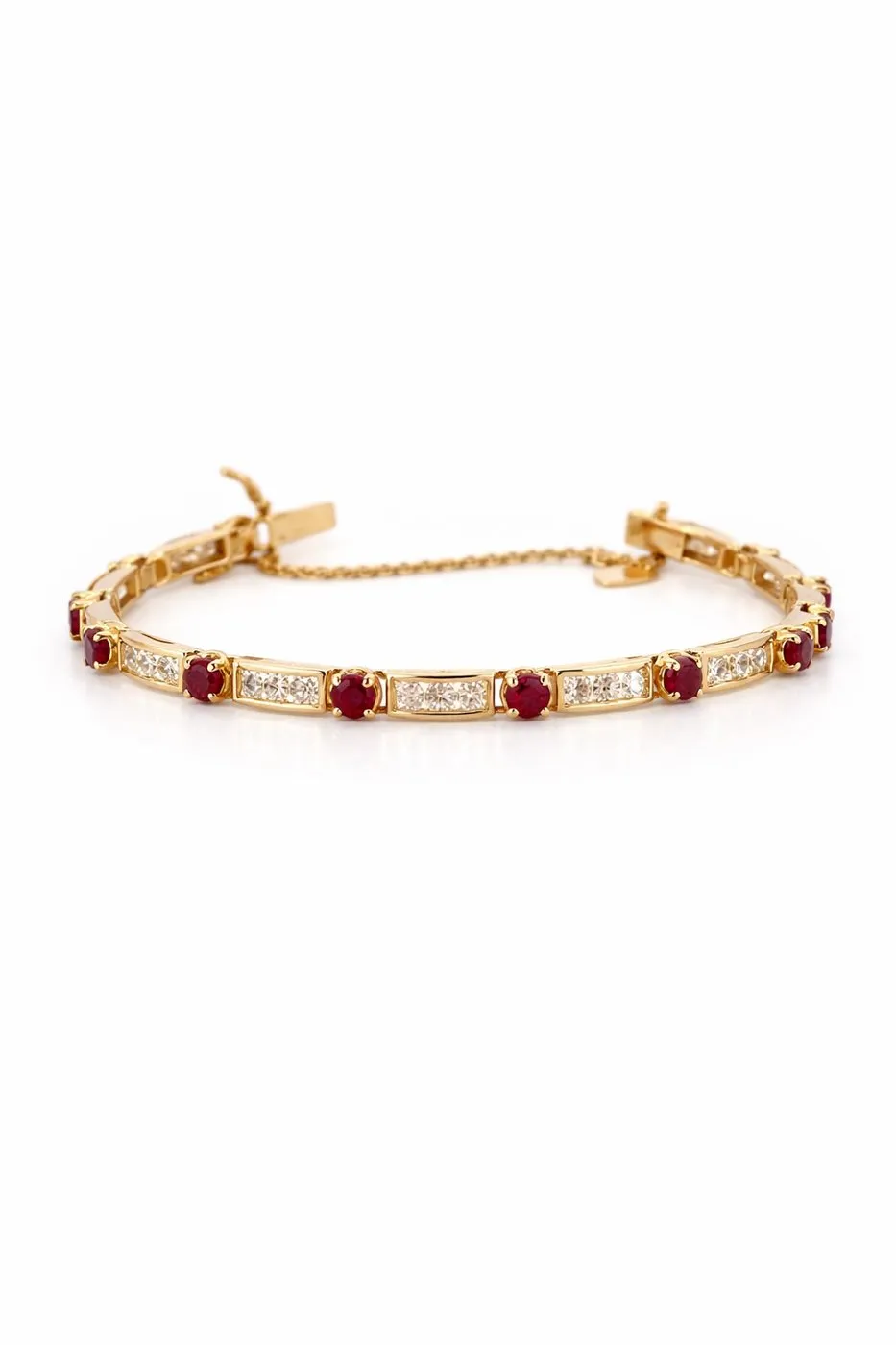 Bracelet jonc en or jaune 18 carats avec diamants et rubis sold by 58 Facettes