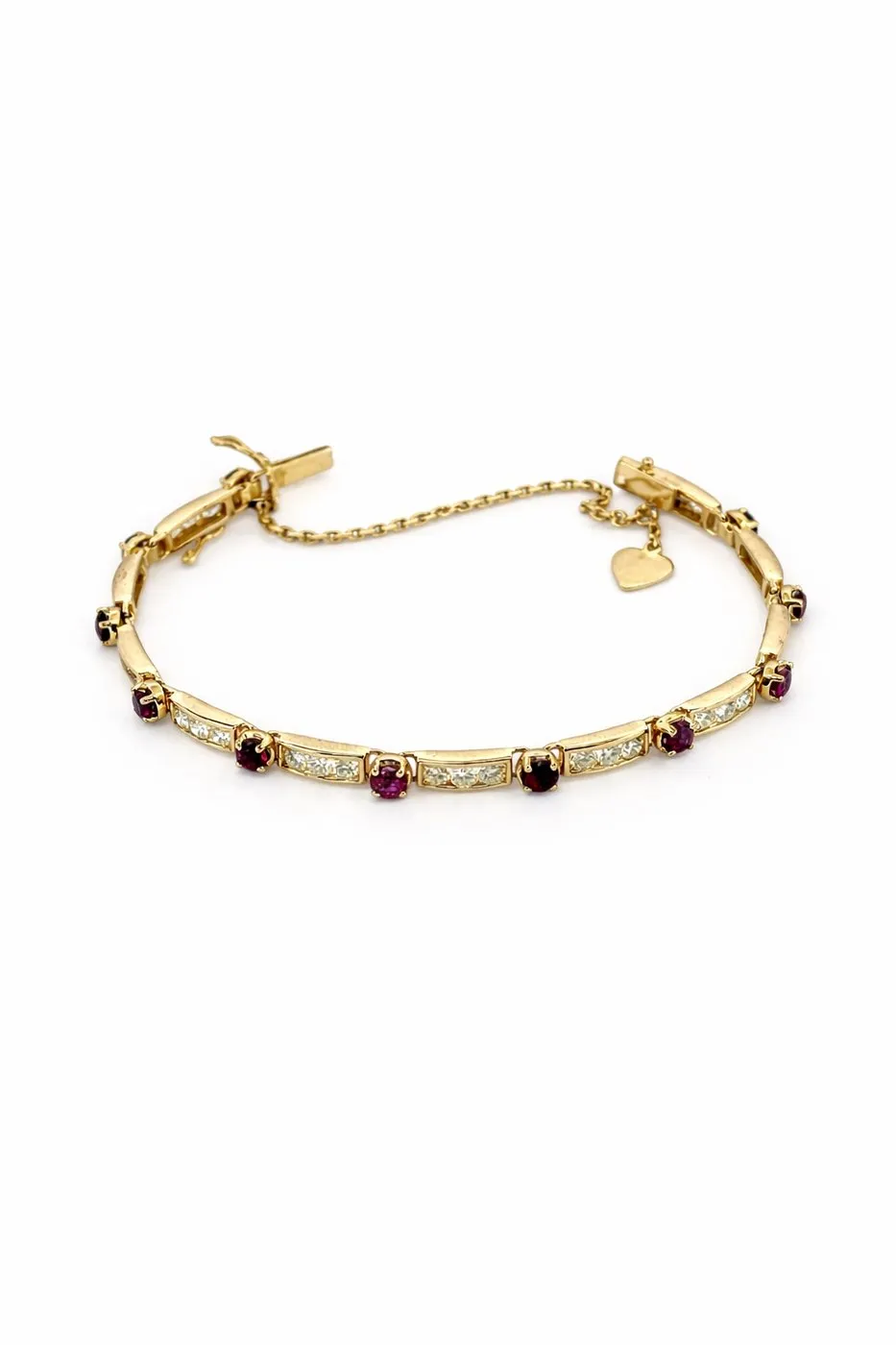 Bracelet jonc en or jaune 18 carats avec diamants et rubis sold by 58 Facettes product image thumbnail 2