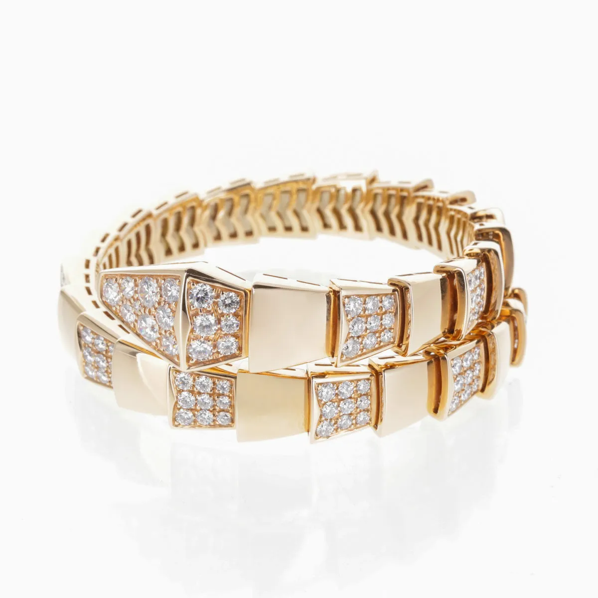 Bulgari Serpenti - Bracelet en or rose 18 carats et diamants sold by 58 Facettes