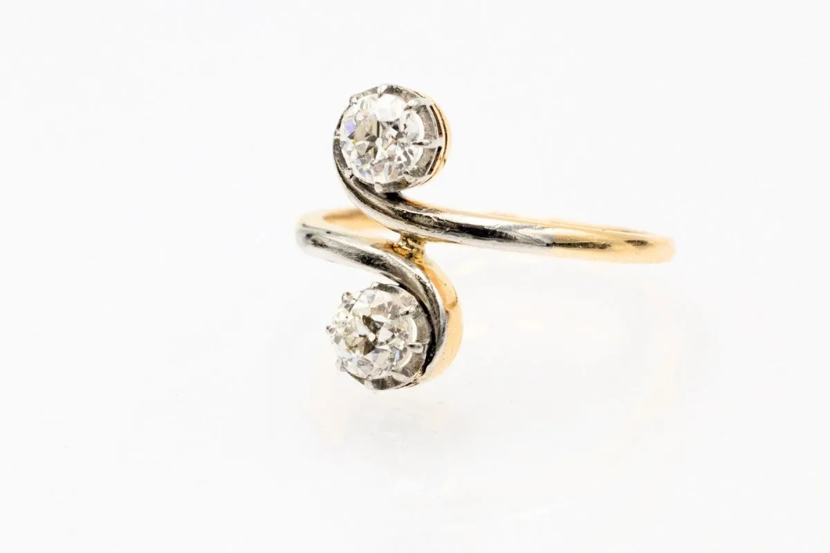 Toi et Moi - Bague en or jaune 18 carats et platine, diamants 0,85 ct sold by 58 Facettes product image thumbnail 4