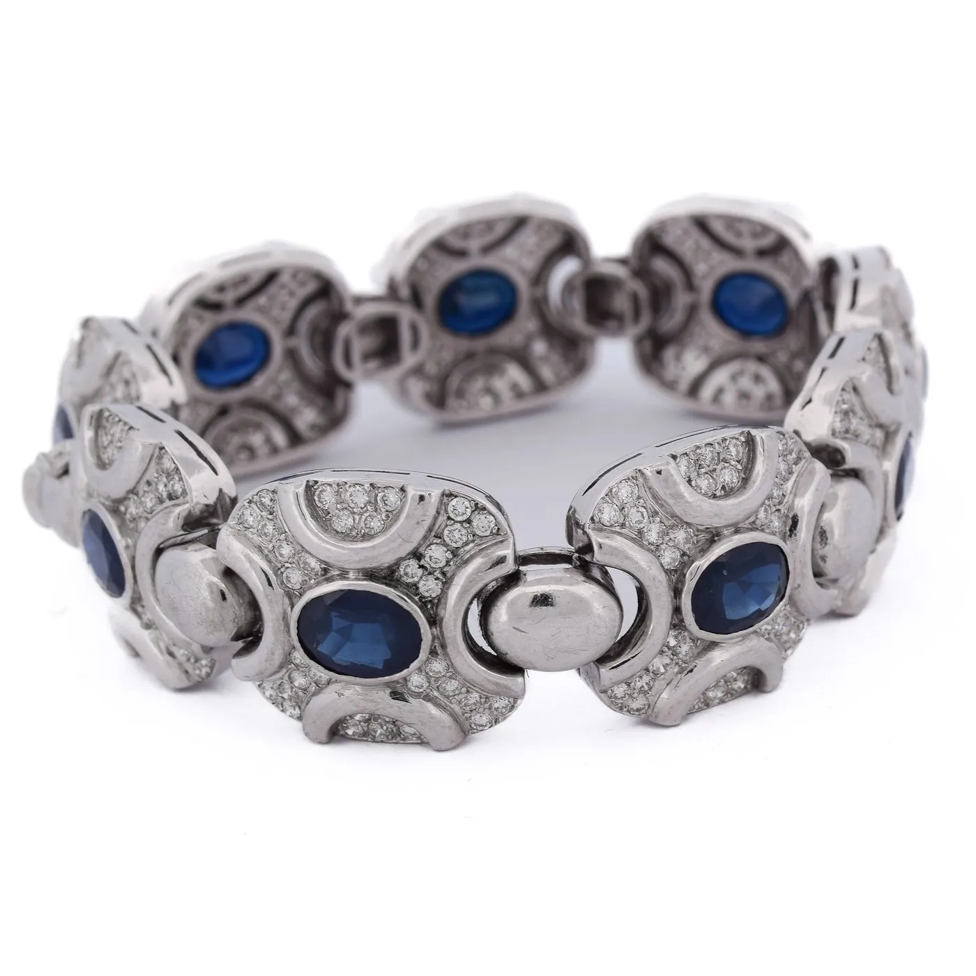 Bracelet vintage - en or blanc 18 ct avec saphirs et diamants sold by 58 Facettes product image thumbnail 5