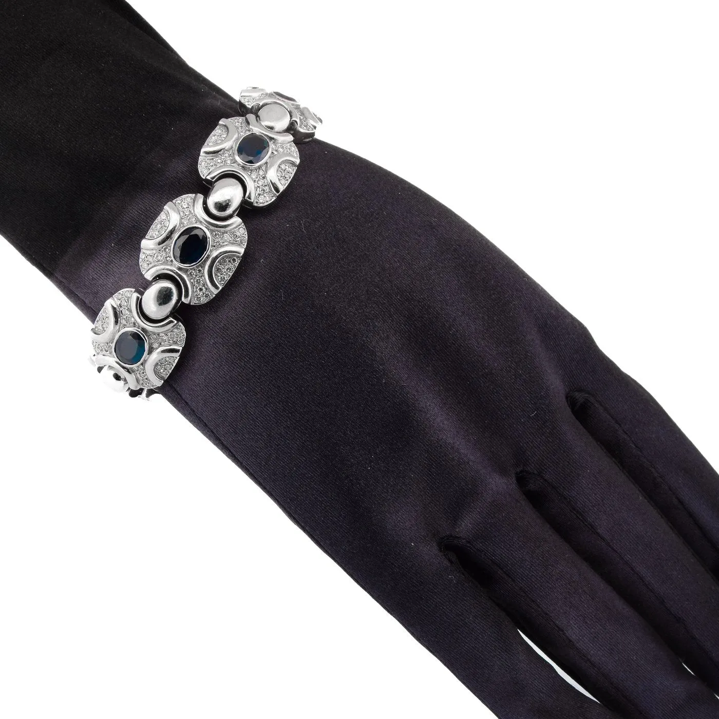 Bracelet vintage - en or blanc 18 ct avec saphirs et diamants sold by 58 Facettes product image thumbnail 2