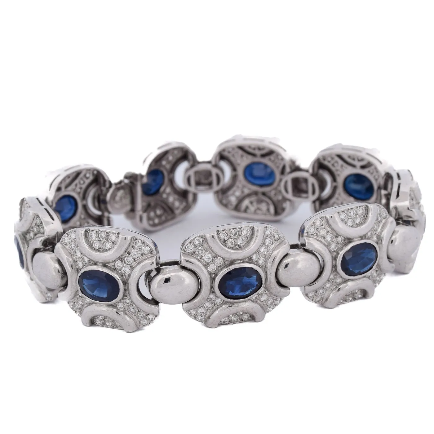 Bracelet vintage - en or blanc 18 ct avec saphirs et diamants sold by 58 Facettes product image thumbnail 3