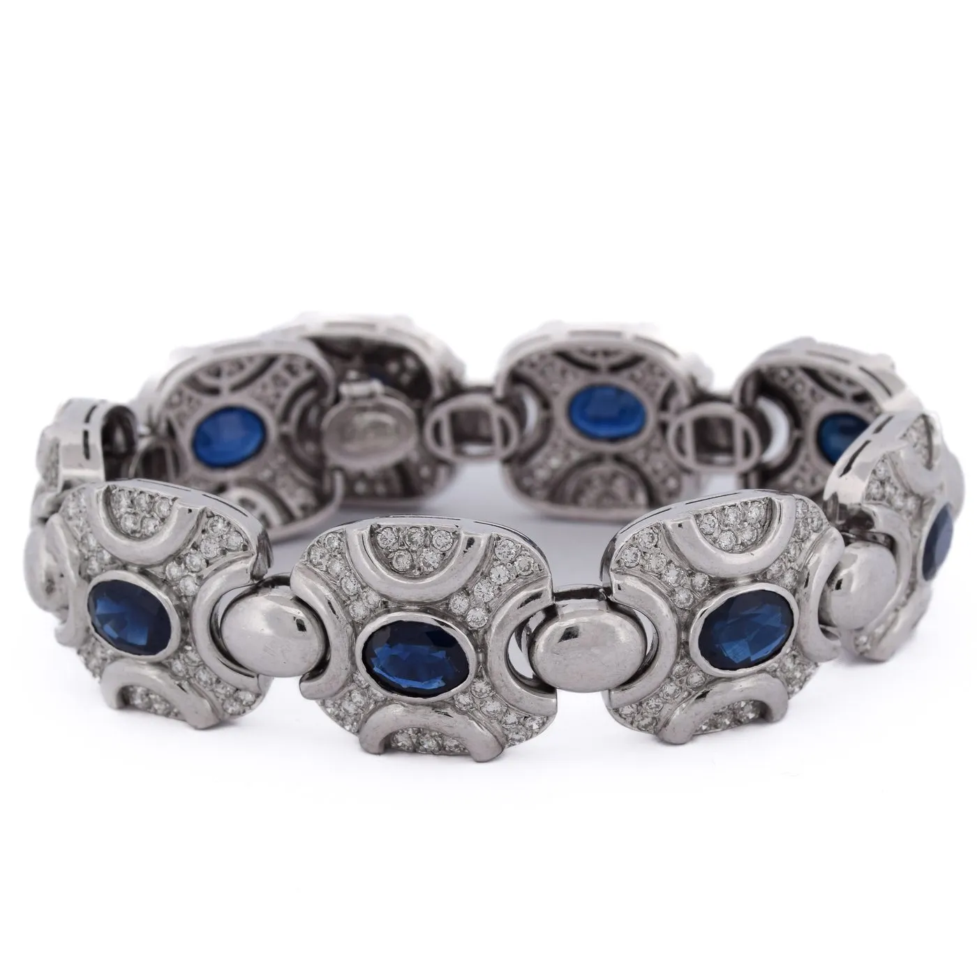 Bracelet vintage - en or blanc 18 ct avec saphirs et diamants sold by 58 Facettes product image thumbnail 4