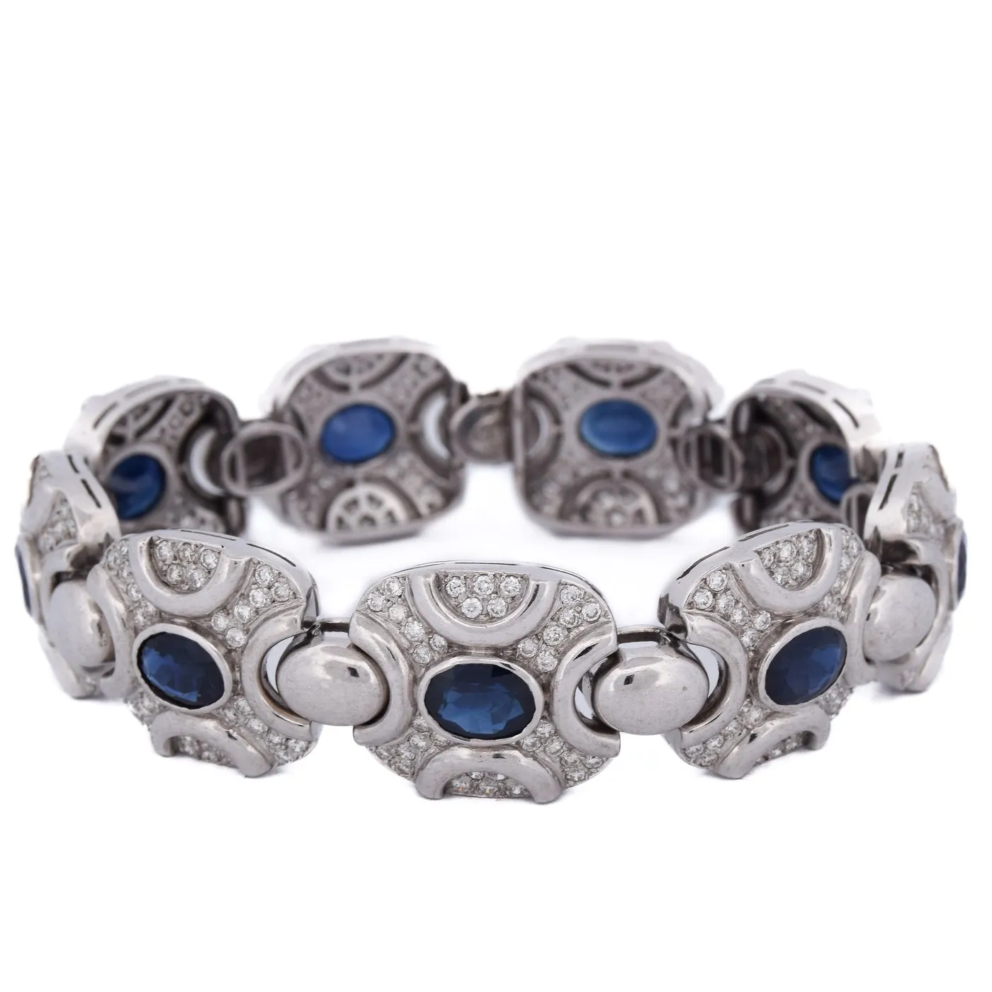 Bracelet vintage - en or blanc 18 ct avec saphirs et diamants sold by 58 Facettes