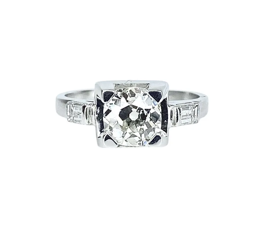 Bague ancienne en or blanc et platine avec diamants made by 58 Facettes