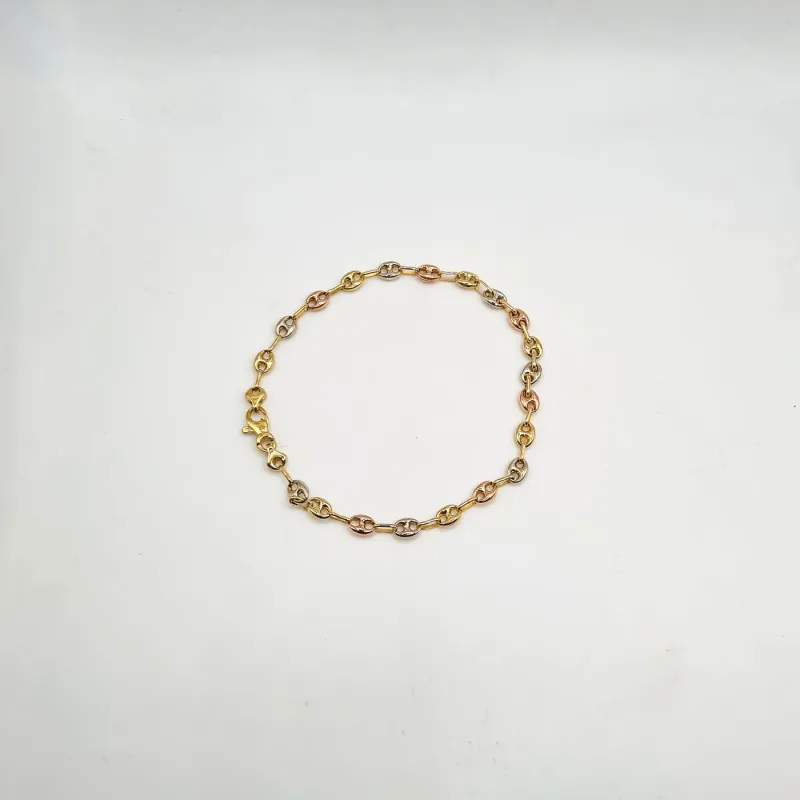 Bracelet chaîne graine de café en or 3 tons 18 carats made by 58 Facettes