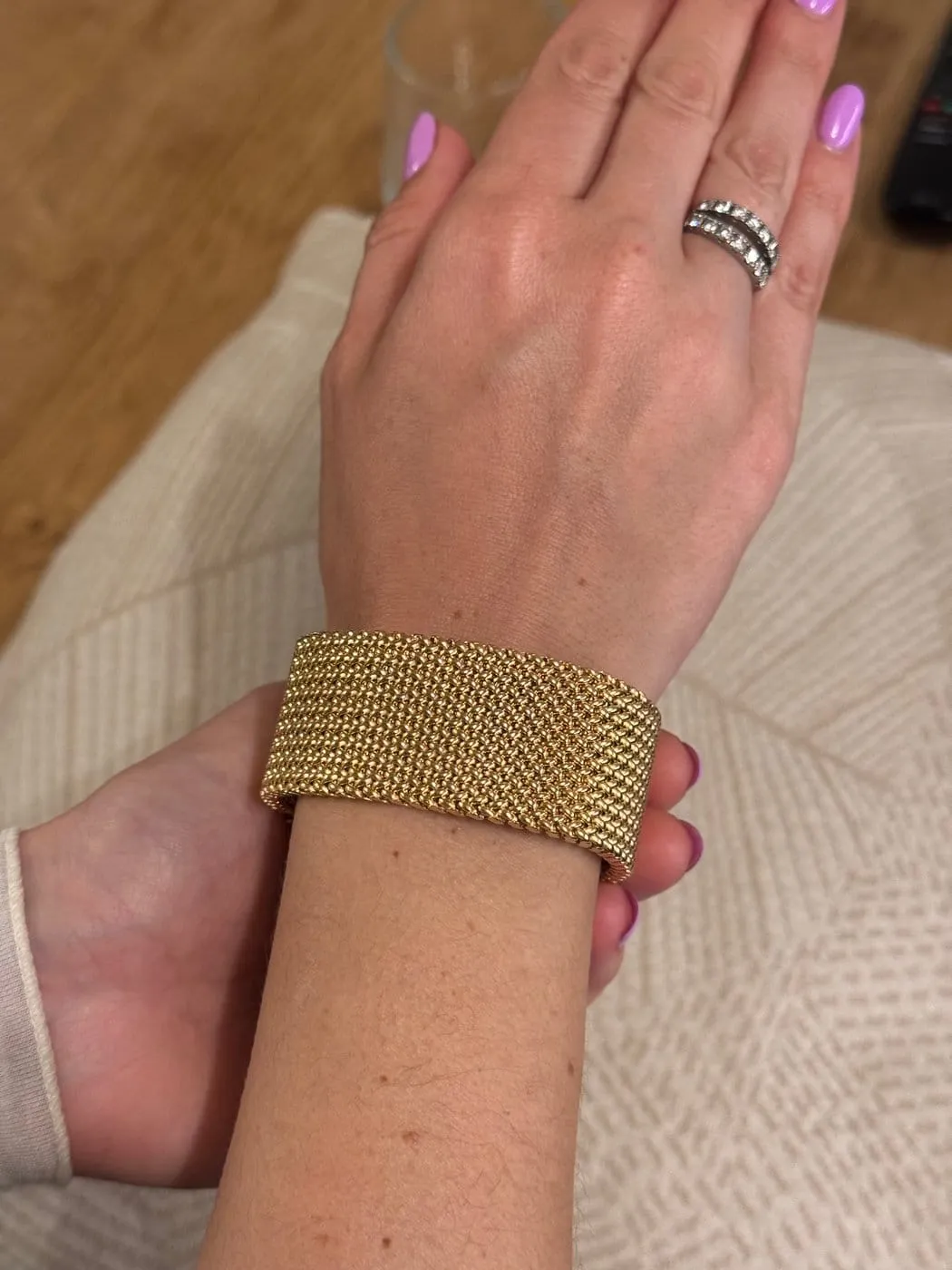 Bracelet vintage - Maille tissu en or jaune 18 ct sold by 58 Facettes product image thumbnail 2