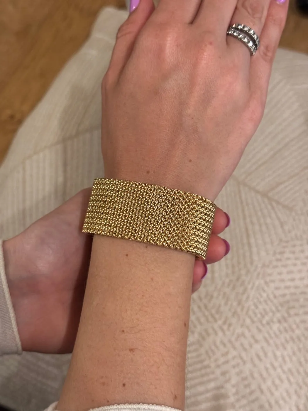 Bracelet vintage - Maille tissu en or jaune 18 ct sold by 58 Facettes product image thumbnail 3