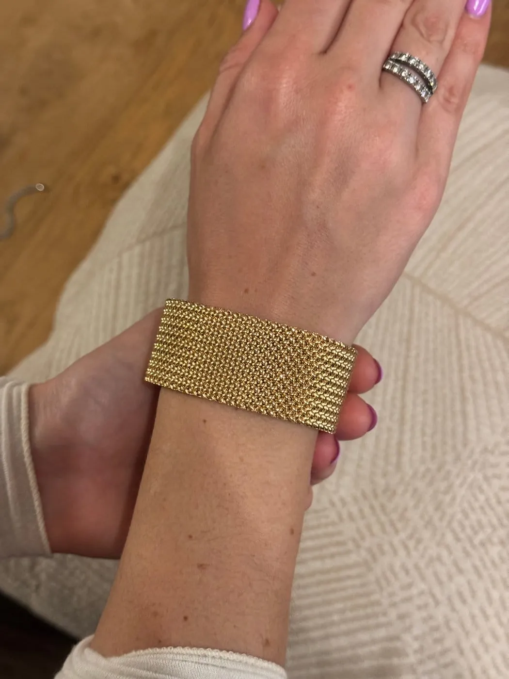 Bracelet vintage - Maille tissu en or jaune 18 ct sold by 58 Facettes product image thumbnail 4