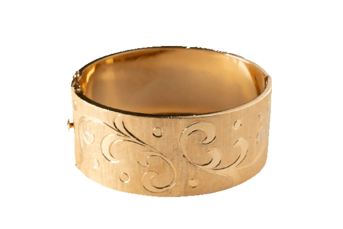 Bracelet manchette rigide vintage en or jaune 18 kt made by 58 Facettes