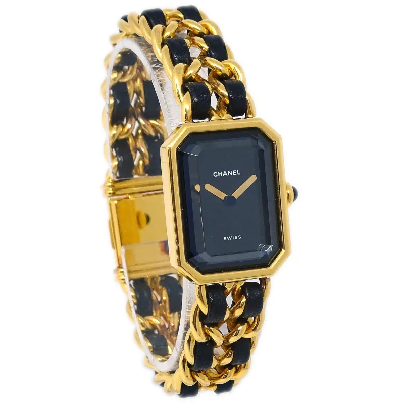 Chanel Première Rock - Montre quartz en métal plaqué or et cuir made by 58 Facettes