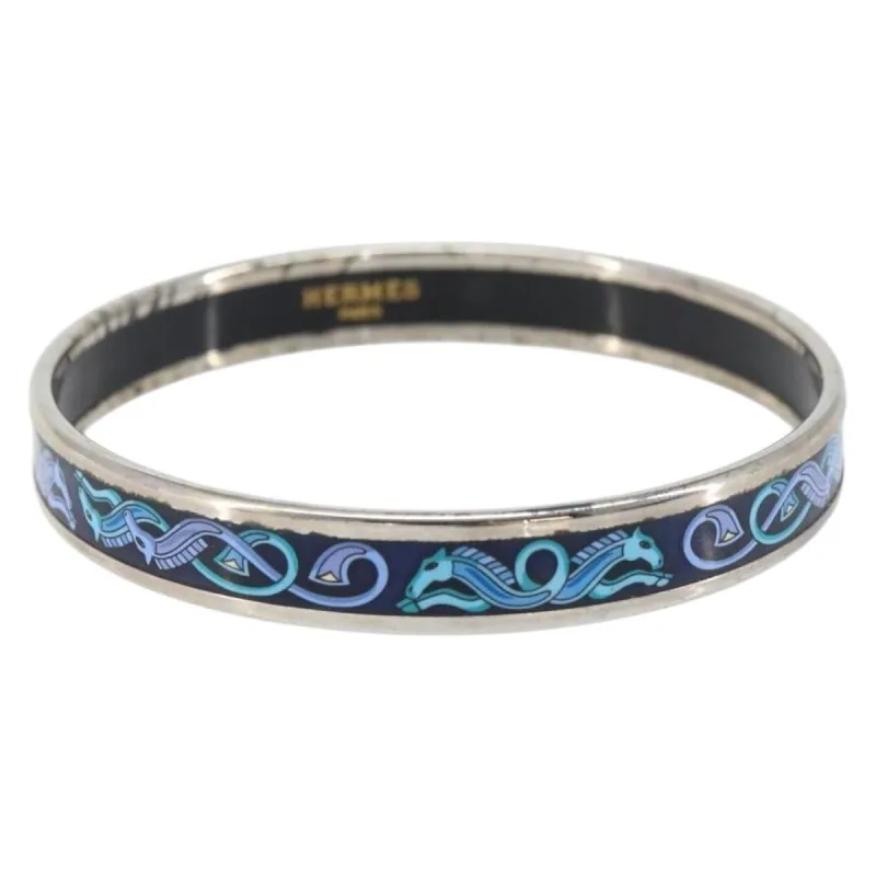 Hermès Calèche - Bracelet jonc en métal bleu marine made by 58 Facettes
