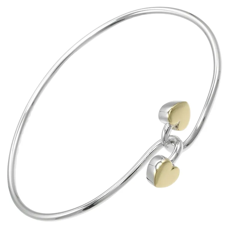 Tiffany & Co. Double Heart Lock - Bracelet en argent et or jaune made by 58 Facettes