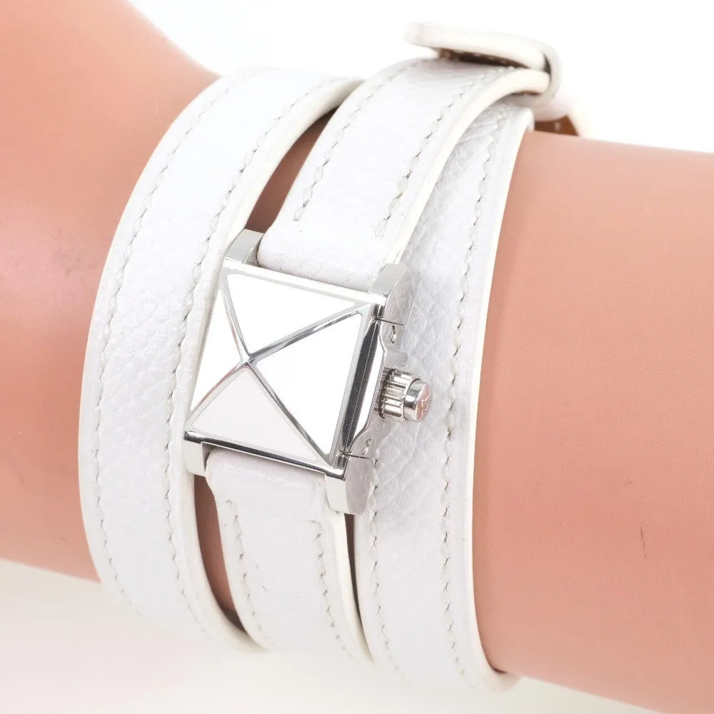 Hermès Médor - Montre quartz en acier laqué et cuir sold by 58 Facettes product image thumbnail 2
