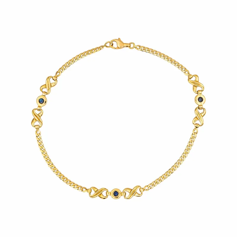 Bracelet Maille anglaise Or jaune Saphir made by 58 Facettes