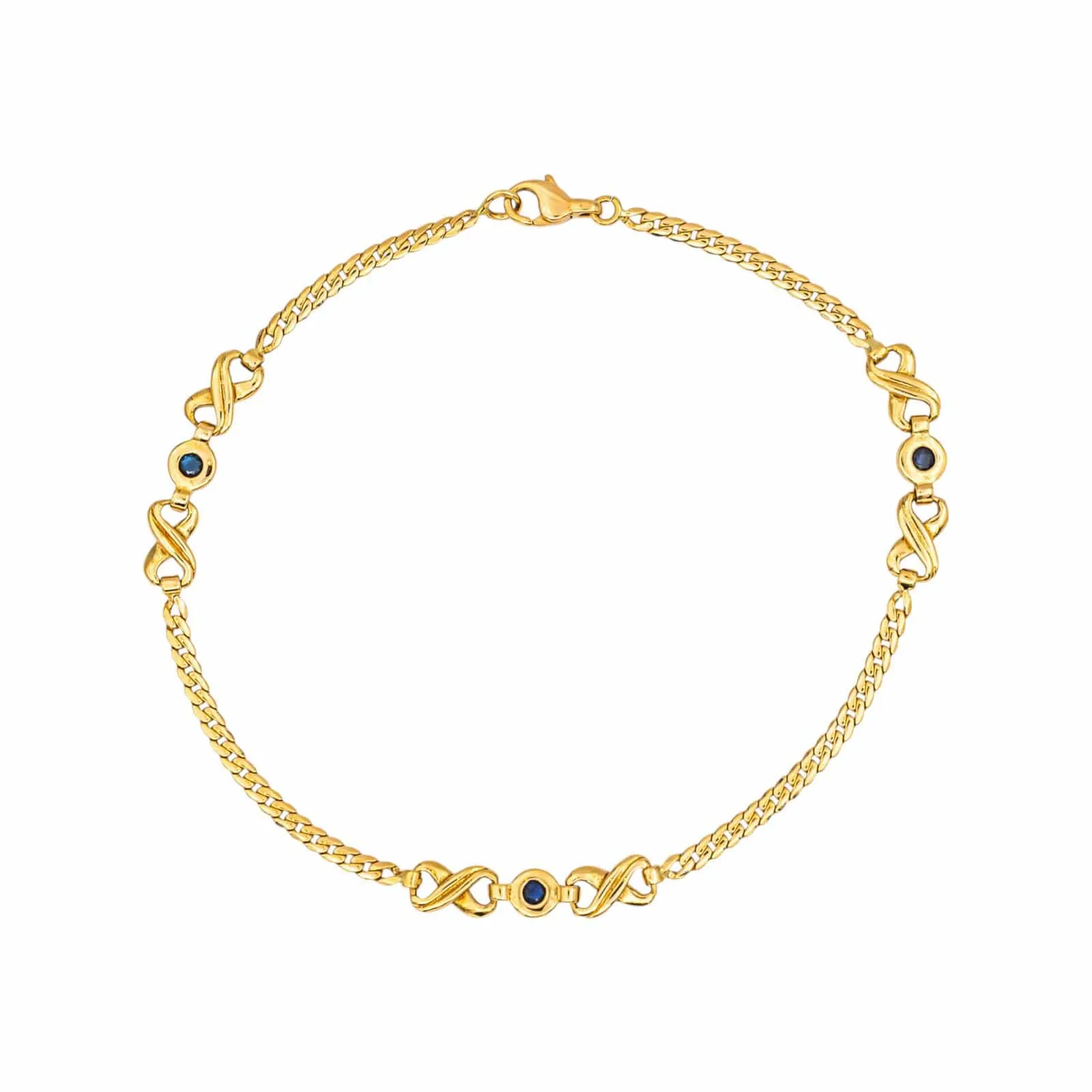 Bracelet Maille anglaise Or jaune Saphir sold by 58 Facettes